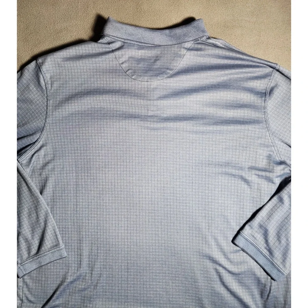 Haggar Polo Shirt Men XL Blue Collared Long Sleeve Quarter Buttons